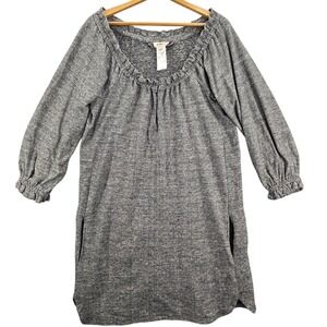 ETOILE ISABEL MARANT Gray Long Sleeve Keyhole Sweater Pockets Dress S Cotton